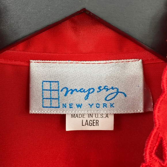 Vintage‎ Map Say NY Red Floral Vampy Blouse Women’s Med Large Button Up Western - Picture 11 of 15